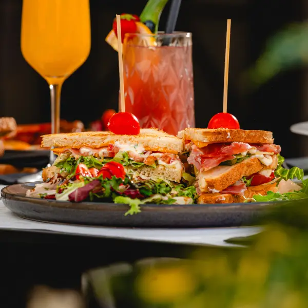 Club Sandwich breakfast in Split, Toasted bread, cheese, mayonnaise, tomato, salad